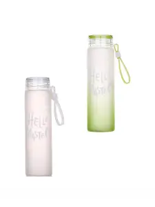 WELOUR Green & White 2 Pieces  Glass Solid Water Bottle