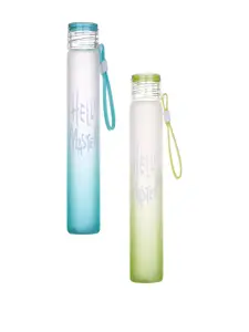 WELOUR Green & Blue 2 Pieces Glass Solid Water Bottle