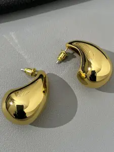 OOMPH Gold-Toned Teardrop Shaped Drop Earrings