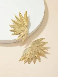 OOMPH Gold-Toned Leaf Shaped Drop Earrings