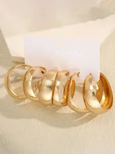 OOMPH Set of 3 Contemporary Hoop Earrings