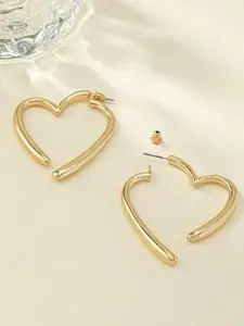 OOMPH Gold-Toned Heart Shaped Hoop Earrings