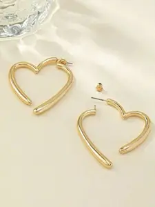 OOMPH Metal Heart Shaped Hoop Earrings