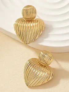 OOMPH Gold-Toned Heart Shaped Drop Earrings