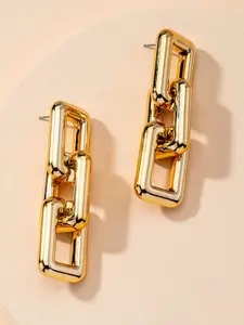 OOMPH Link Chain Square Drop Earrings