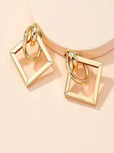 OOMPH Gold-Toned Geometric Studs Earrings