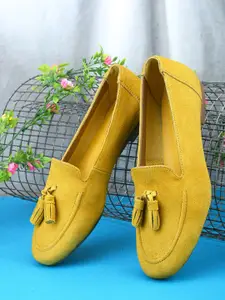 Alleviater Women Lightweight Leather Tassel Loafers