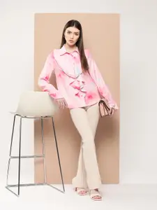 her by invictus Dyed Ruffled Casual Shirt