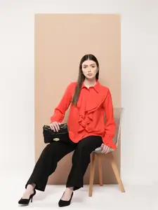 her by invictus Bell Sleeves Ruffled Casual Shirt