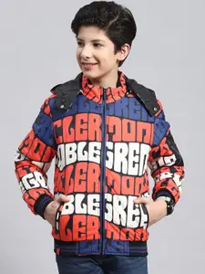 Monte Carlo Boys Typography Printed Lightweight Hooded Bomber Jacket
