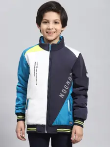 Monte Carlo Boys Colourblocked Mock Collar Long Sleeve Lightweight Bomber Jacket