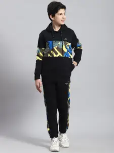 Monte Carlo Boys Graphic Printed Hooded Neck Long Sleeves Tracksuit