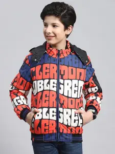 Monte Carlo Boys Typography Printed Hooded Lightweight Bomber Jacket