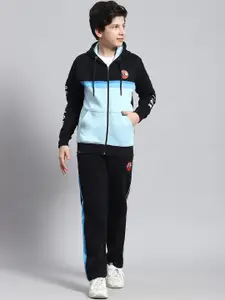 Monte Carlo Boys Colourblocked Hooded Neck Long Sleeves Tracksuit