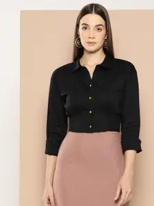 Chemistry Smocked Crop Casual Shirt