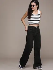 The Roadster Life Co. Women Wide Leg High-Rise Stretchable Baggy Jeans