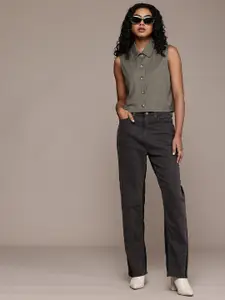 Roadster Women Straight Fit Light Fade Colourblocked Stretchable Jeans