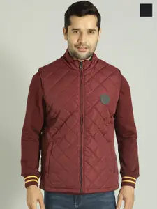 Indian Terrain Mock Collar Sleeveless Reversible Quilted Jacket