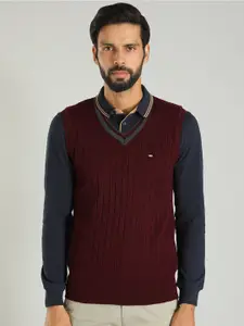 Indian Terrain Ribbed V-Neck Acrylic Sweater Vest