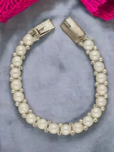 Sri Jagdamba Pearls Dealer Gold-Plated Pearls Beaded Wraparound Bracelet