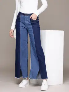 The Roadster Life Co. Women Wide Leg Colourblocked Stretchable Jeans