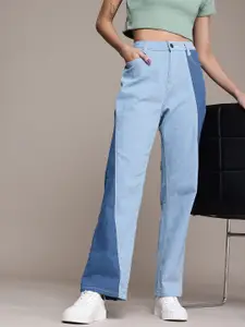The Roadster Life Co. Women Straight Fit Colourblocked Stretchable Jeans