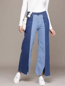 The Roadster Life Co. Women Wide Leg Colourblocked Stretchable Jeans
