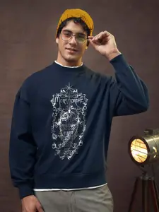 Bewakoof Official Harry Potter Merchandise Printed Fleece Oversized Pullover Sweatshirt