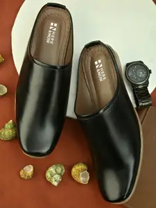 HERE&NOW Men Black Slip-On Comfort Sandals