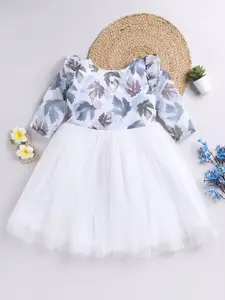 Toonyport Girls Floral Printed Net Fit & Flare Dress