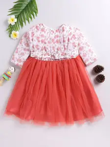 Toonyport Girls Floral Printed Net Fit & Flare Dress