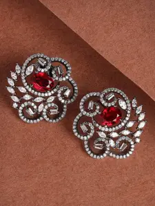 KARATCART Red Floral Studs Earrings