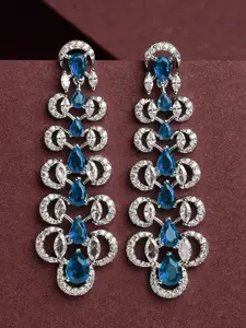 KARATCART Blue Leaf Shaped Drop Earrings