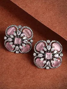 KARATCART Pink Floral Studs Earrings