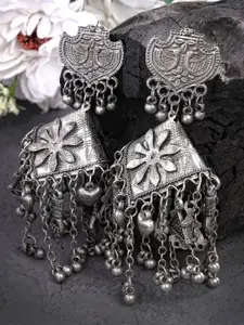 KARATCART Silver-Toned Jhumkas Earrings