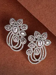 KARATCART Silver-Toned Floral Studs Earrings