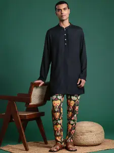 Sangria Straight Kurta with Printed Pyjamas