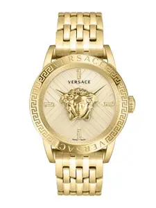 Versace Men Embellished Stainless Steel Analogue Watch VESN00722