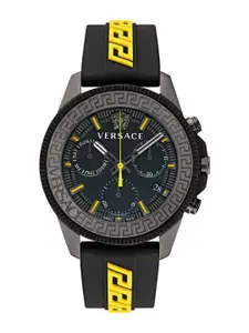 Versace Men Black Brass Dial & Black Straps Analogue Watch VE3J00322