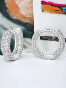 Jewels Galaxy Silver-Toned Circular Hoop Earrings