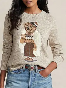 Polo Ralph Lauren Graphic Self Design Pure Cotton Pullover Sweaters