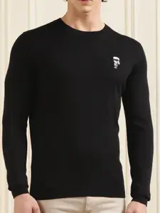 Karl Lagerfeld Round Neck Woollen Pullover Sweatshirt