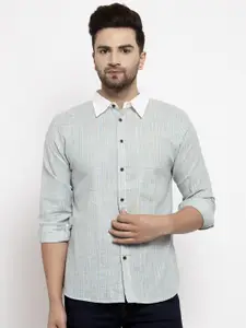 Enchanted Drapes Slim Fit Striped Pure Cotton Casual Shirt
