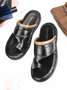 Fashion Victim Men Black Leather Fashion Sandals