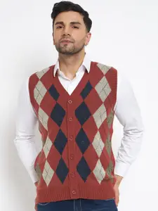 Duke Geometric Self Design Acrylic Sweater Vest