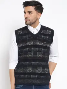 Duke Geometric Self Design Sleeveless Pullover Acrylic Sweater Vest