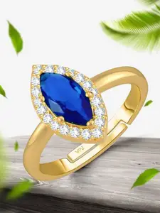 Vighnaharta Gold-Plated American Diamond-Studded Adjustable Finger Ring