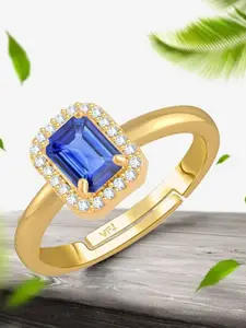 Vighnaharta Gold-Plated American Diamond Studded Adjustable Finger Ring