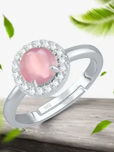 Vighnaharta Rhodium-Plated American Diamond Studded Adjustable Finger Ring