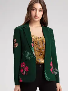 SHAYE Tailored Fit Printed Notched Lapel Open Front Blazers